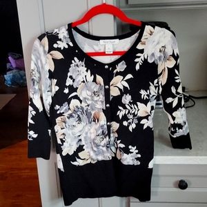 WHITE HOUSE BLACK MARKET Floral Cardigan